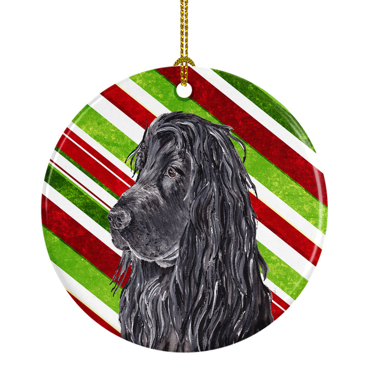 Black Cocker Spaniel Candy Cane Christmas Ceramic Ornament Image 1