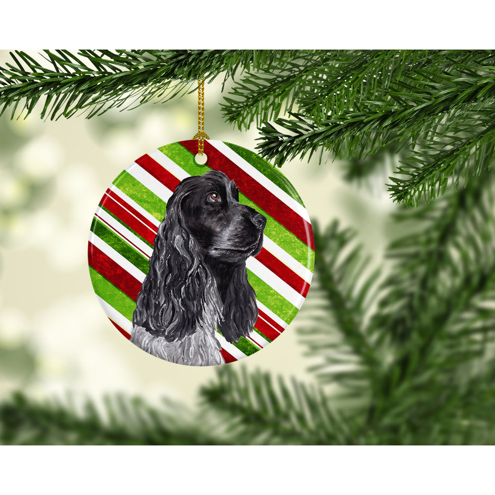 Black Cocker Spaniel Candy Cane Christmas Ceramic Ornament Image 2