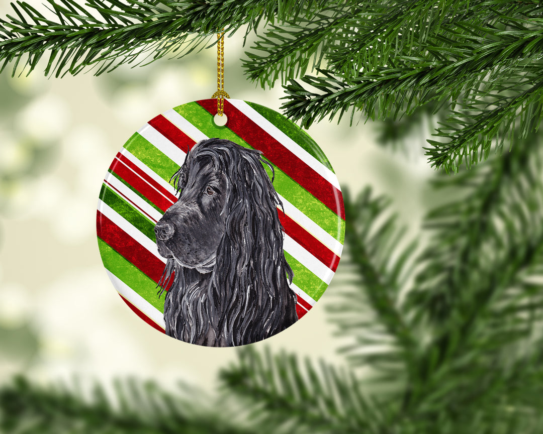 Black Cocker Spaniel Candy Cane Christmas Ceramic Ornament Image 2