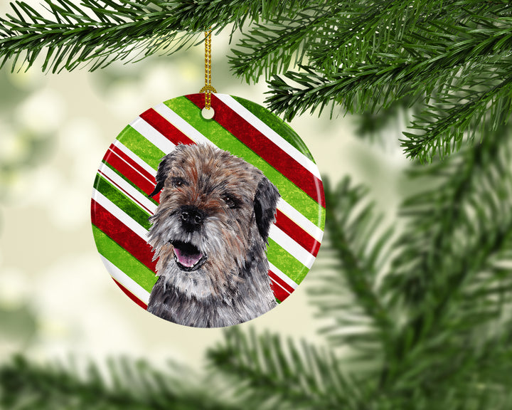 Border Terrier Candy Cane Christmas Ceramic Ornament Image 2