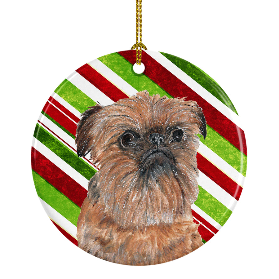 Brussels Griffon Candy Cane Christmas Ceramic Ornament Image 1