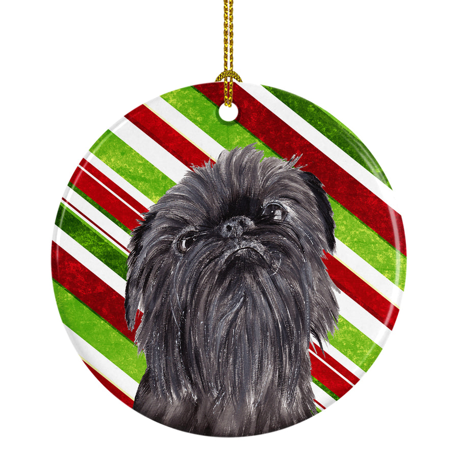 Brussels Griffon Candy Cane Christmas Ceramic Ornament Image 1