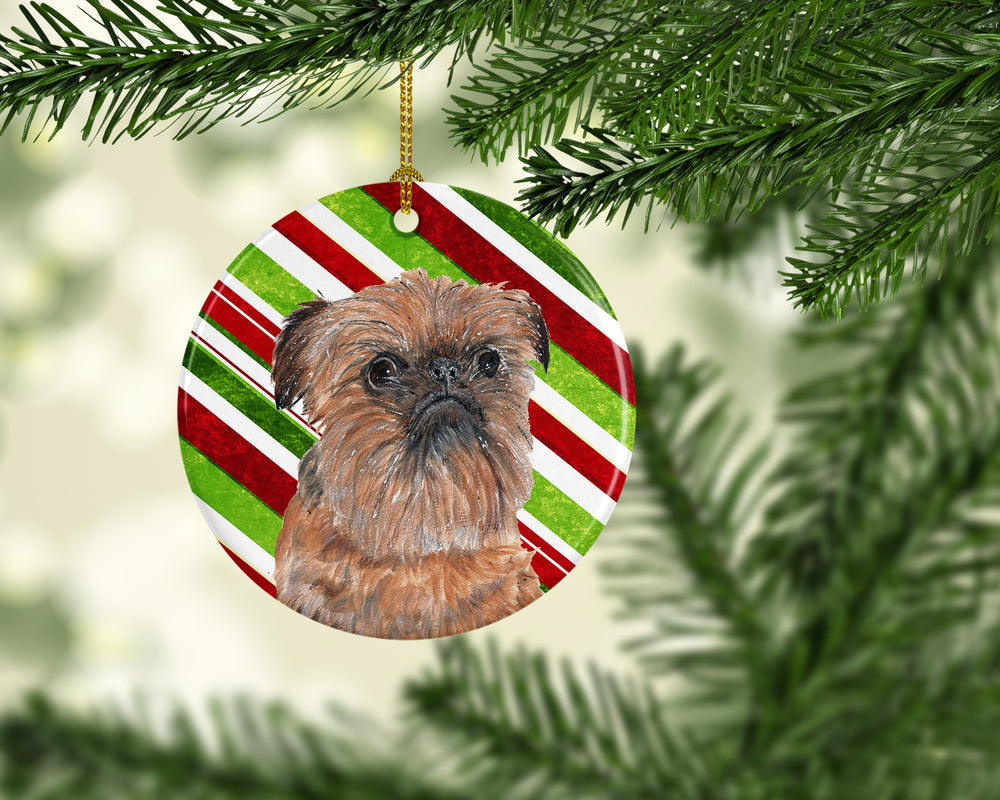 Brussels Griffon Candy Cane Christmas Ceramic Ornament Image 2