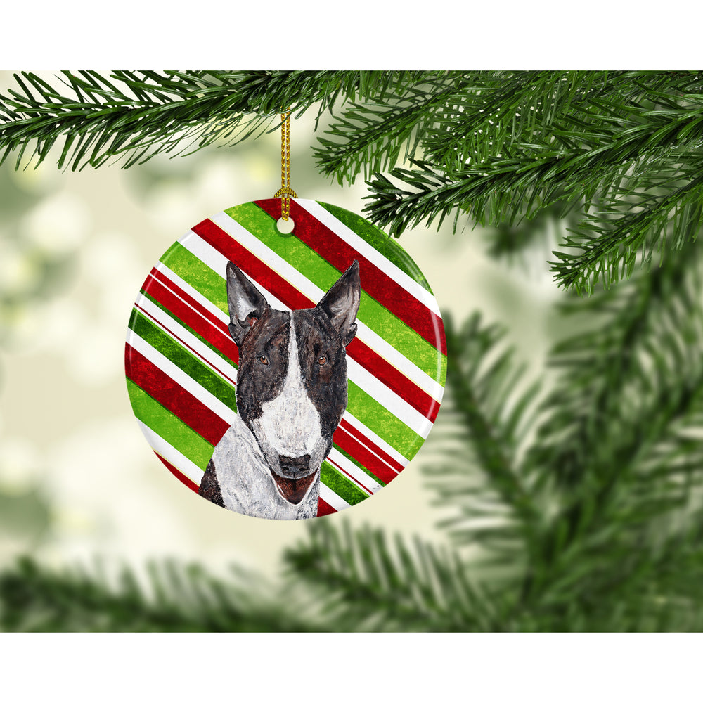 Bull Terrier Candy Cane Christmas Ceramic Ornament Image 2