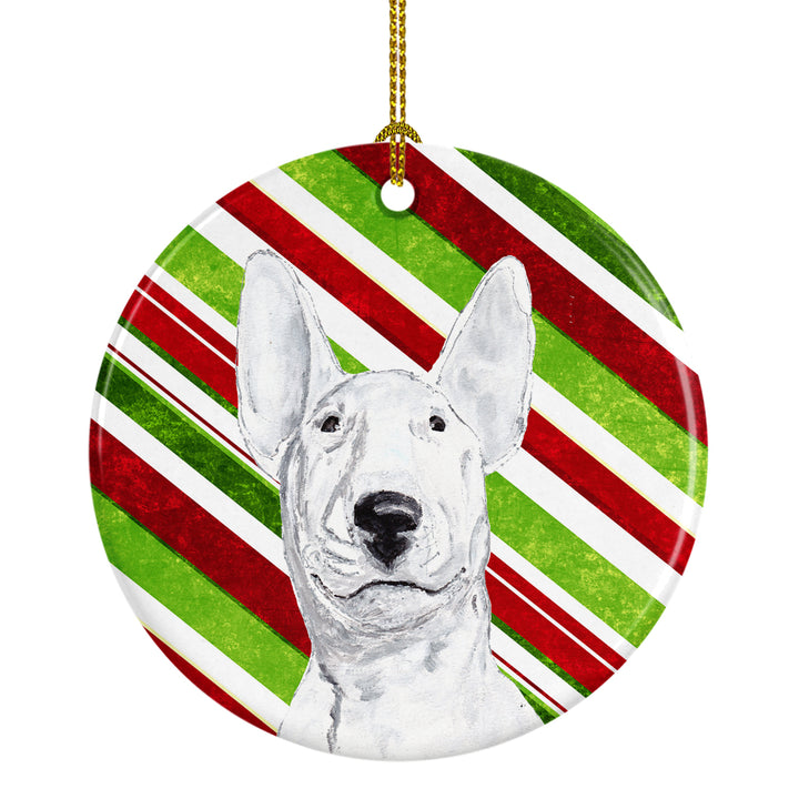 Bull Terrier Candy Cane Christmas Ceramic Ornament Image 1