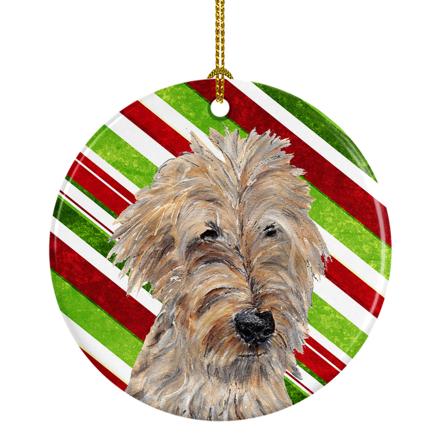 Golden Doodle Candy Cane Christmas Ceramic Ornament Image 1