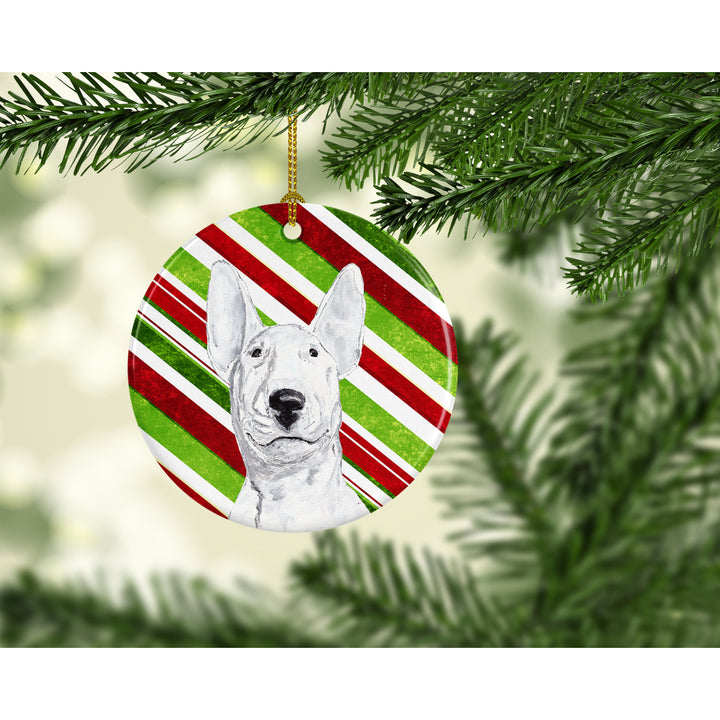 Bull Terrier Candy Cane Christmas Ceramic Ornament Image 2