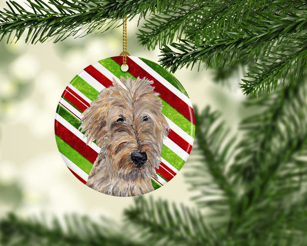 Golden Doodle Candy Cane Christmas Ceramic Ornament Image 2