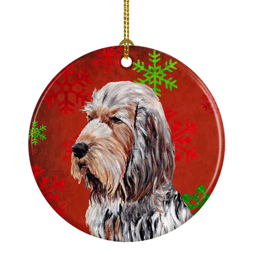 Otterhound Red Snowflakes Holiday Ceramic Ornament Image 1