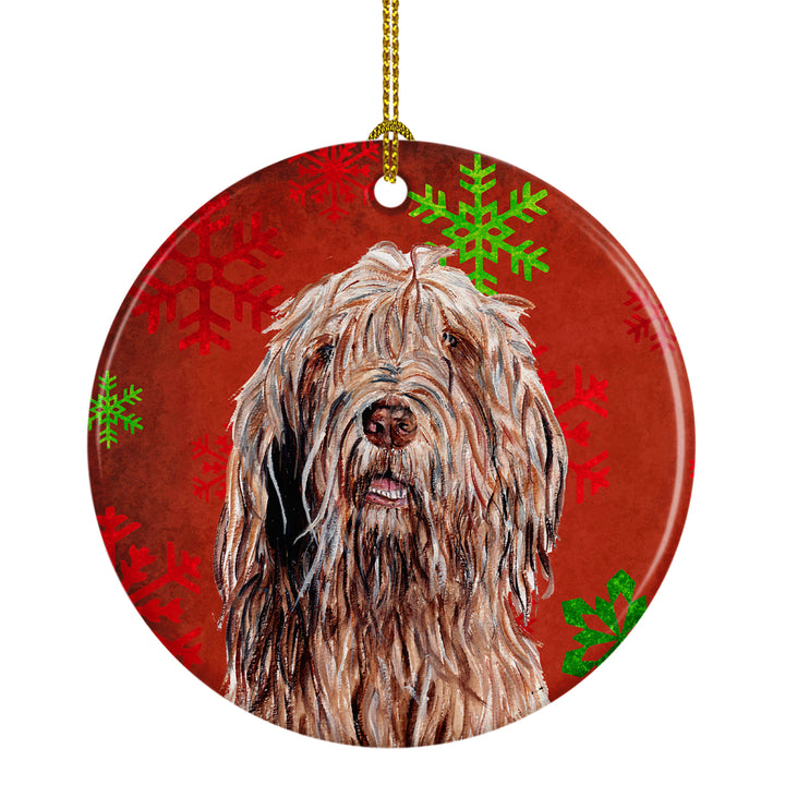 Otterhound Red Snowflakes Holiday Ceramic Ornament Image 1