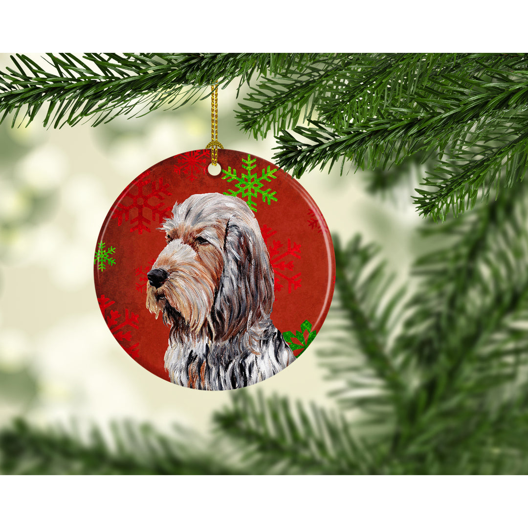 Otterhound Red Snowflakes Holiday Ceramic Ornament Image 2