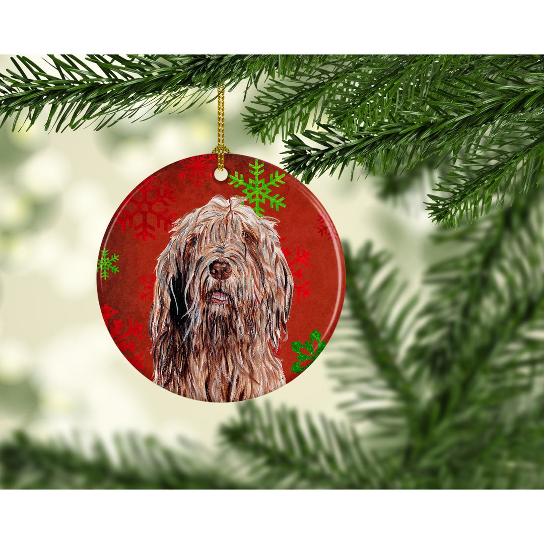 Otterhound Red Snowflakes Holiday Ceramic Ornament Image 2