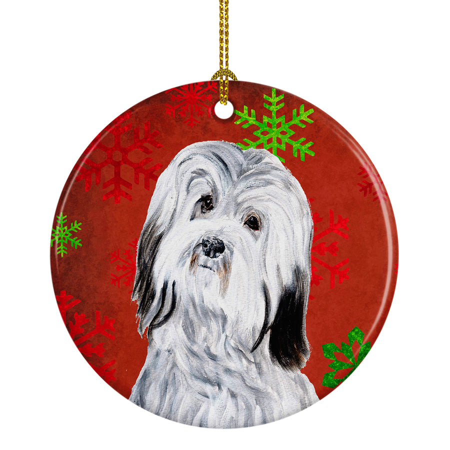 Havanese Red Snowflakes Holiday Ceramic Ornament Image 1