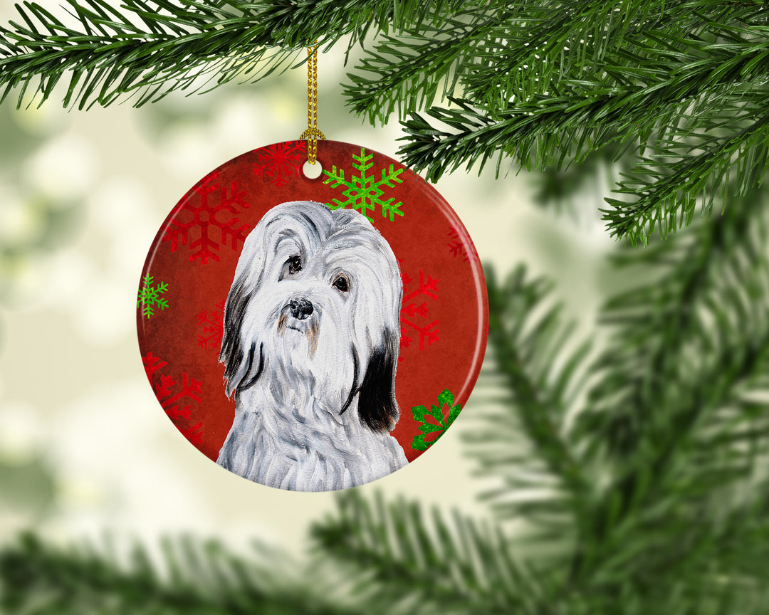 Havanese Red Snowflakes Holiday Ceramic Ornament Image 2