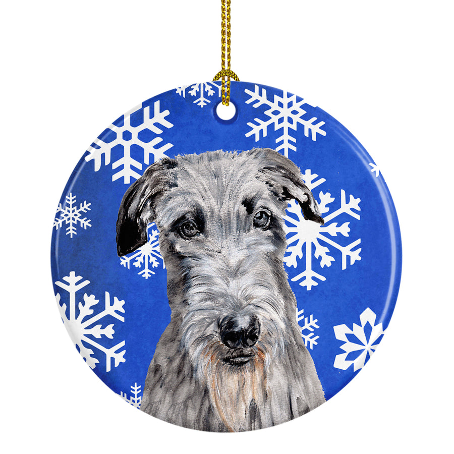 Scottish Deerhound Winter Snowflakes Ceramic Ornament Image 1