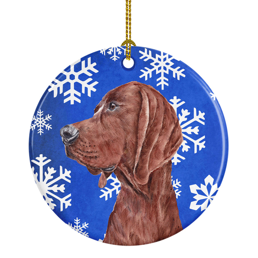 Redbone Coonhound Winter Snowflakes Ceramic Ornament Image 1