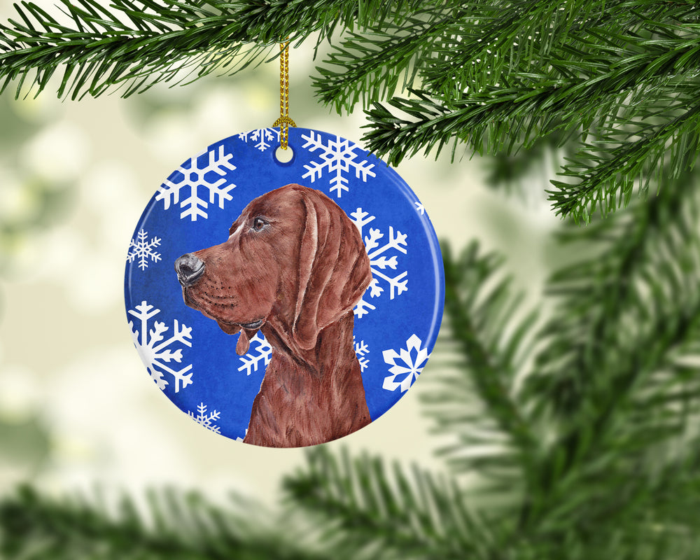 Redbone Coonhound Winter Snowflakes Ceramic Ornament Image 2