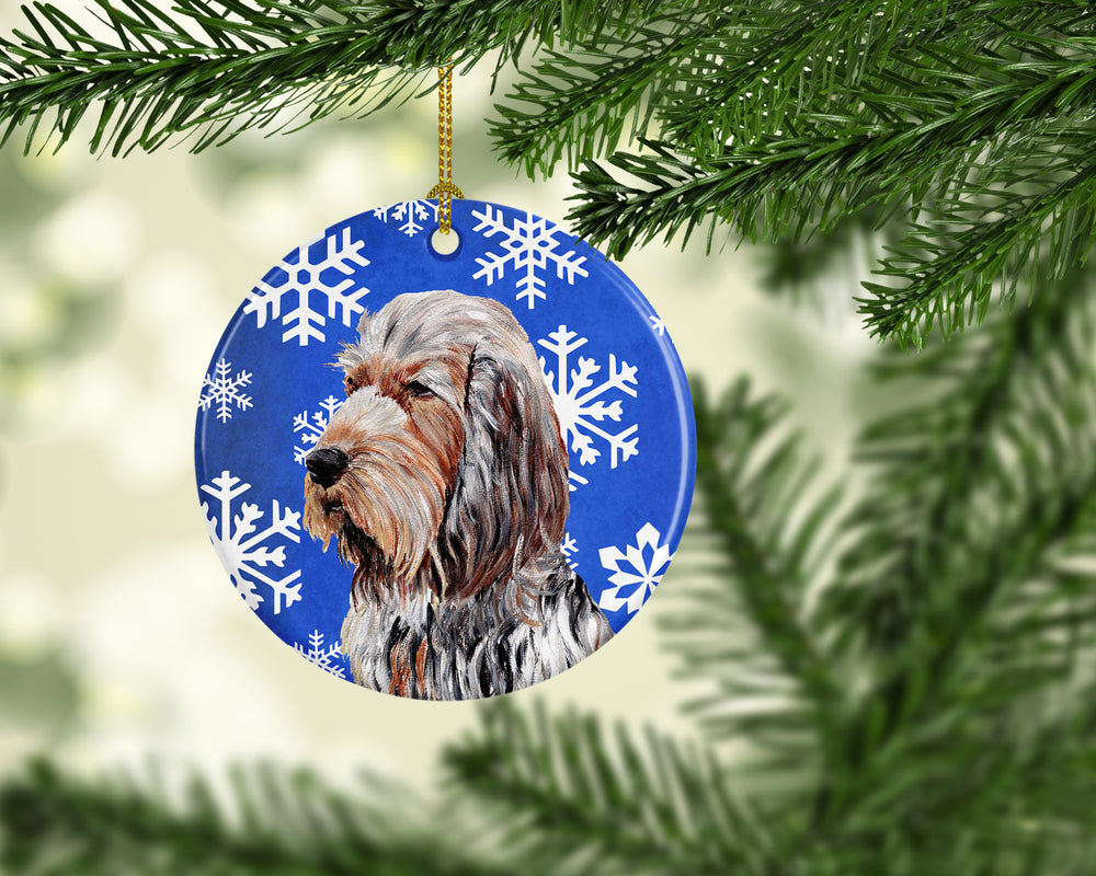 Otterhound Winter Snowflakes Ceramic Ornament Image 2