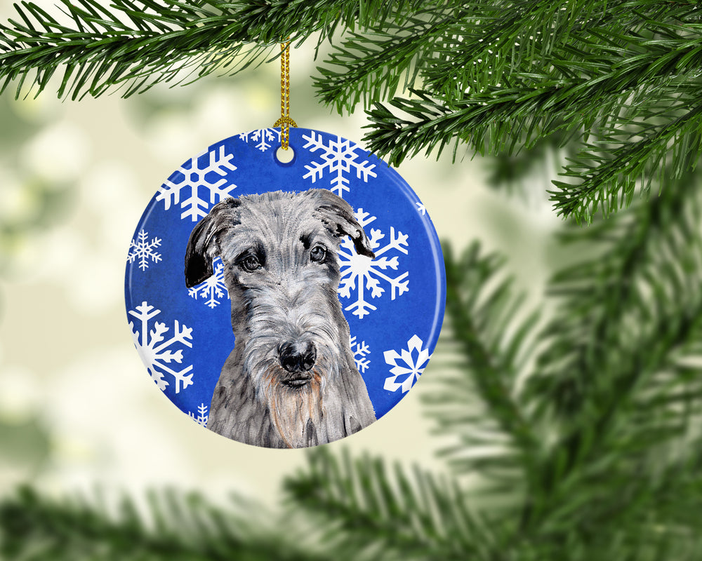 Scottish Deerhound Winter Snowflakes Ceramic Ornament Image 2