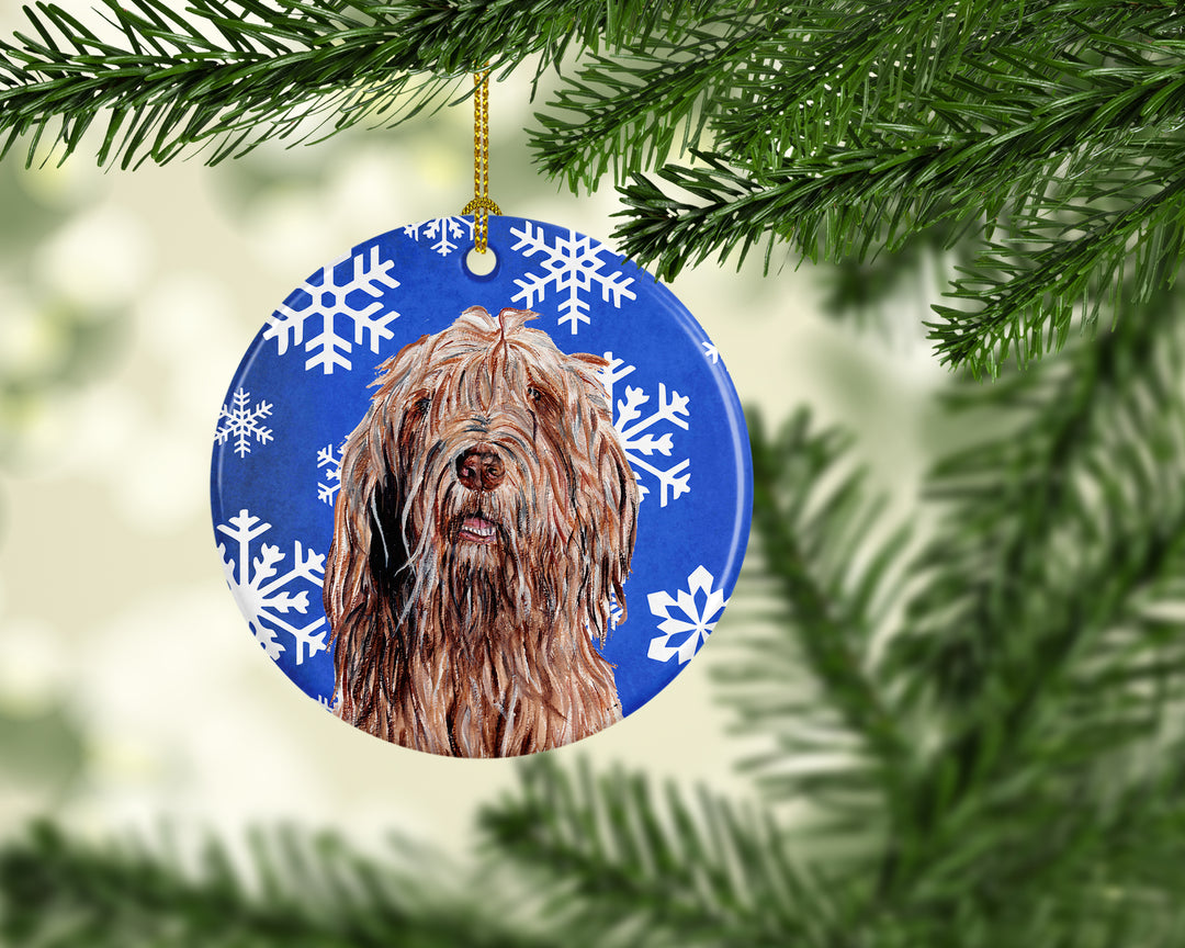 Otterhound Winter Snowflakes Ceramic Ornament Image 2