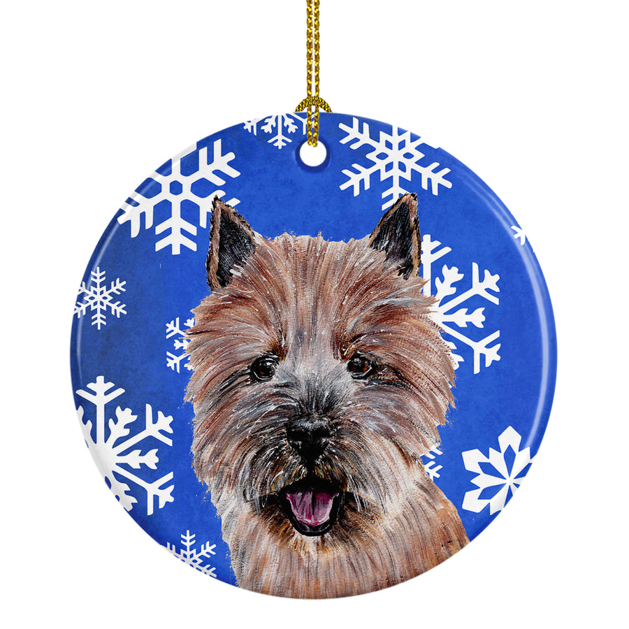 Norwich Terrier Winter Snowflakes Ceramic Ornament Image 1