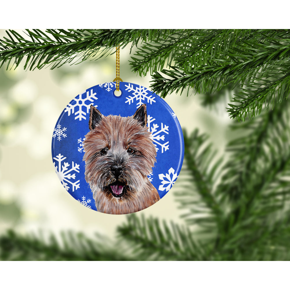 Norwich Terrier Winter Snowflakes Ceramic Ornament Image 2