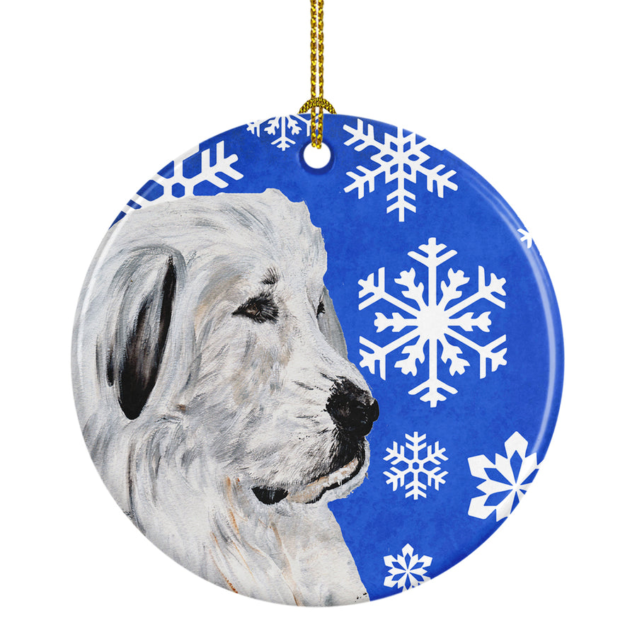 Great Pyrenees Winter Snowflakes Ceramic Ornament Image 1