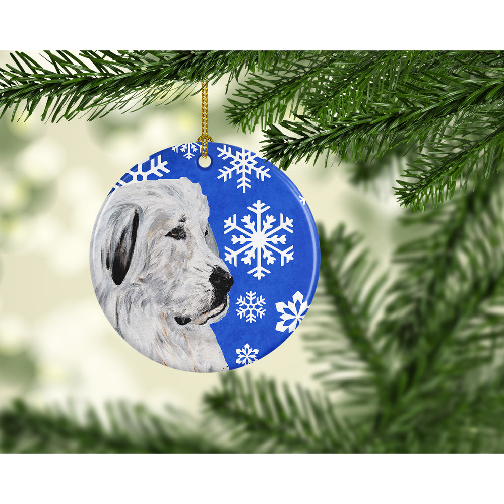 Great Pyrenees Winter Snowflakes Ceramic Ornament Image 2