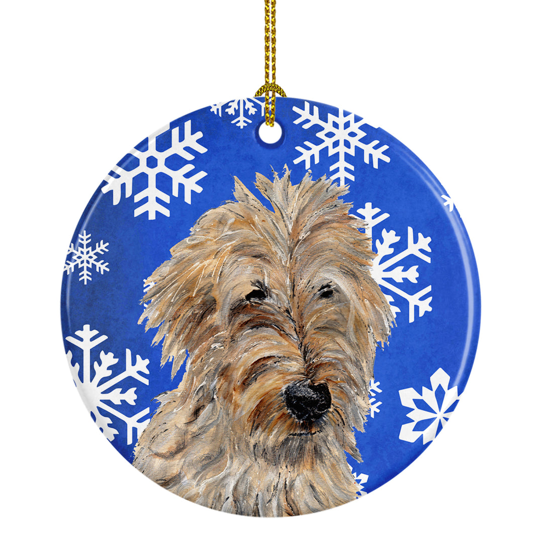 Golden Doodle 2 Winter Snowflakes Ceramic Ornament Image 1