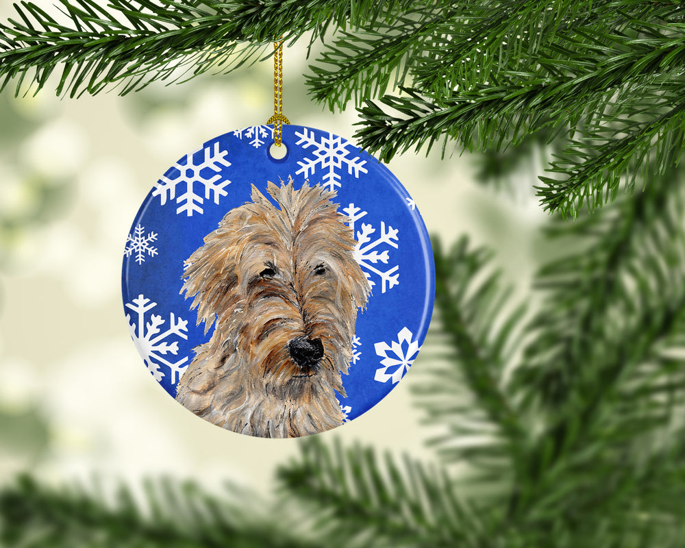 Golden Doodle 2 Winter Snowflakes Ceramic Ornament Image 2