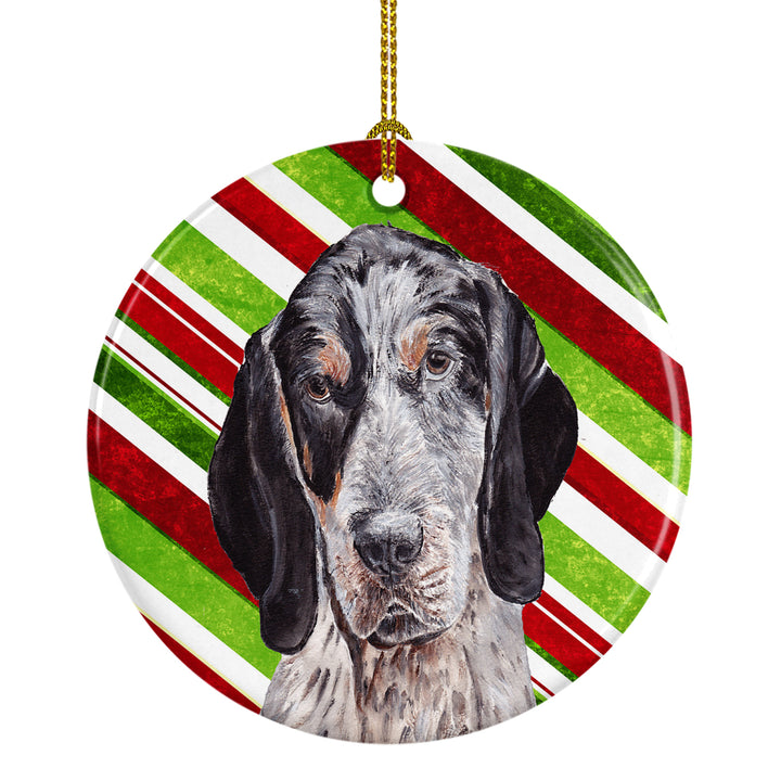 Blue Tick Coonhound Candy Cane Christmas Ceramic Ornament Image 1