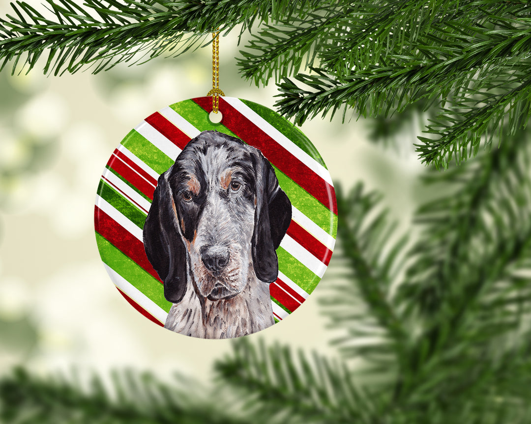 Blue Tick Coonhound Candy Cane Christmas Ceramic Ornament Image 2