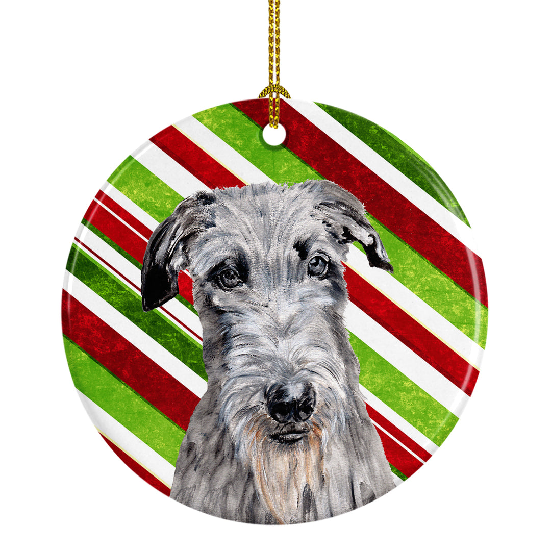 Scottish Deerhound Candy Cane Christmas Ceramic Ornament Image 1