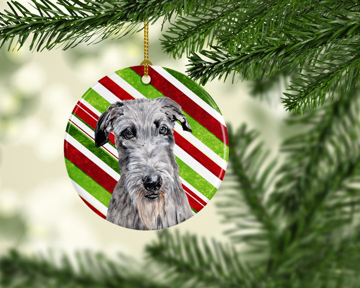 Scottish Deerhound Candy Cane Christmas Ceramic Ornament Image 2