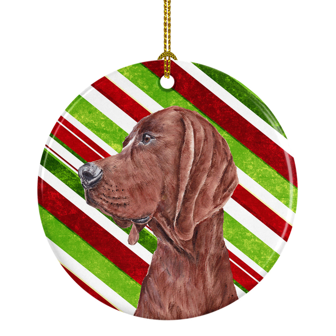 Redbone Coonhound Candy Cane Christmas Ceramic Ornament Image 1