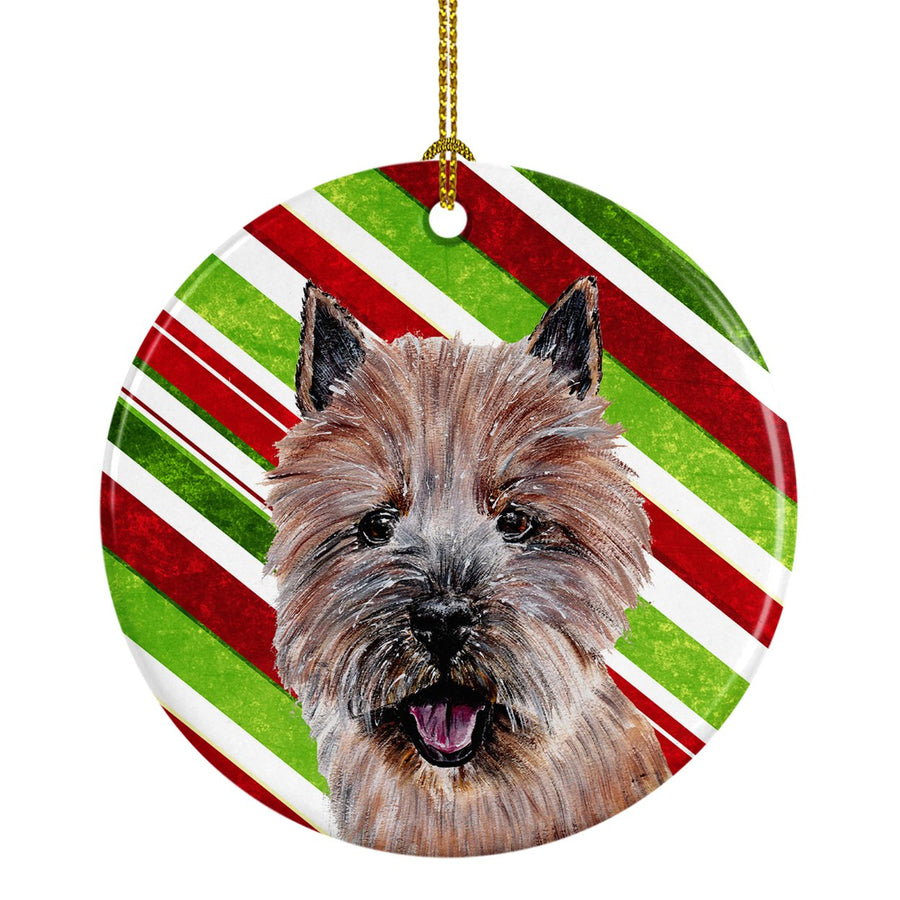 Norwich Terrier Candy Cane Christmas Ceramic Ornament Image 1