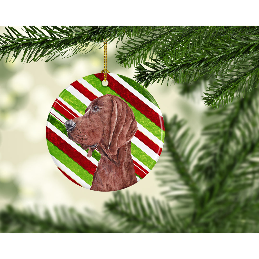 Redbone Coonhound Candy Cane Christmas Ceramic Ornament Image 2