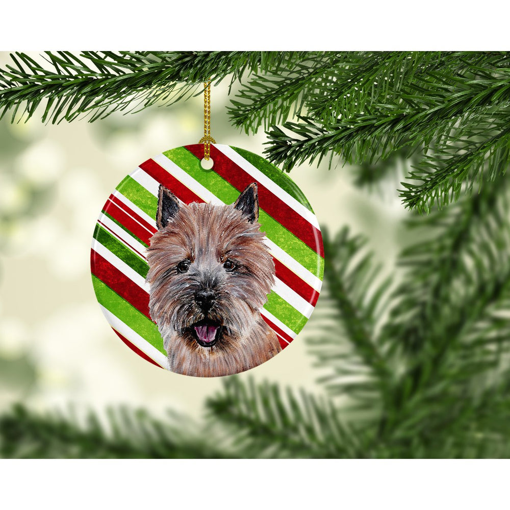 Norwich Terrier Candy Cane Christmas Ceramic Ornament Image 2