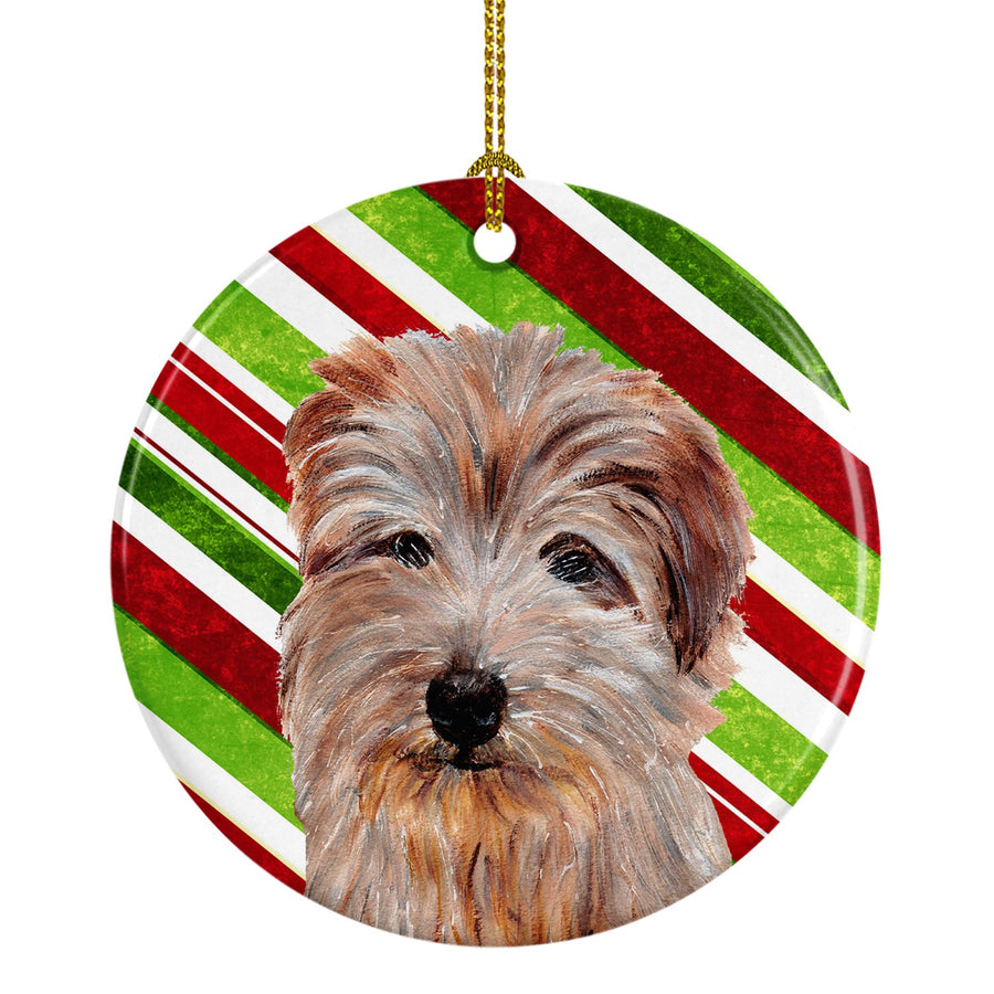 Norfolk Terrier Candy Cane Christmas Ceramic Ornament Image 1