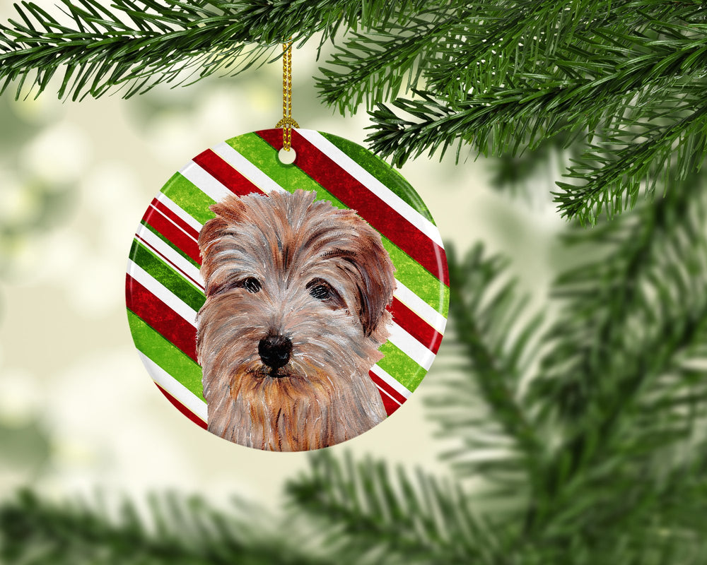 Norfolk Terrier Candy Cane Christmas Ceramic Ornament Image 2