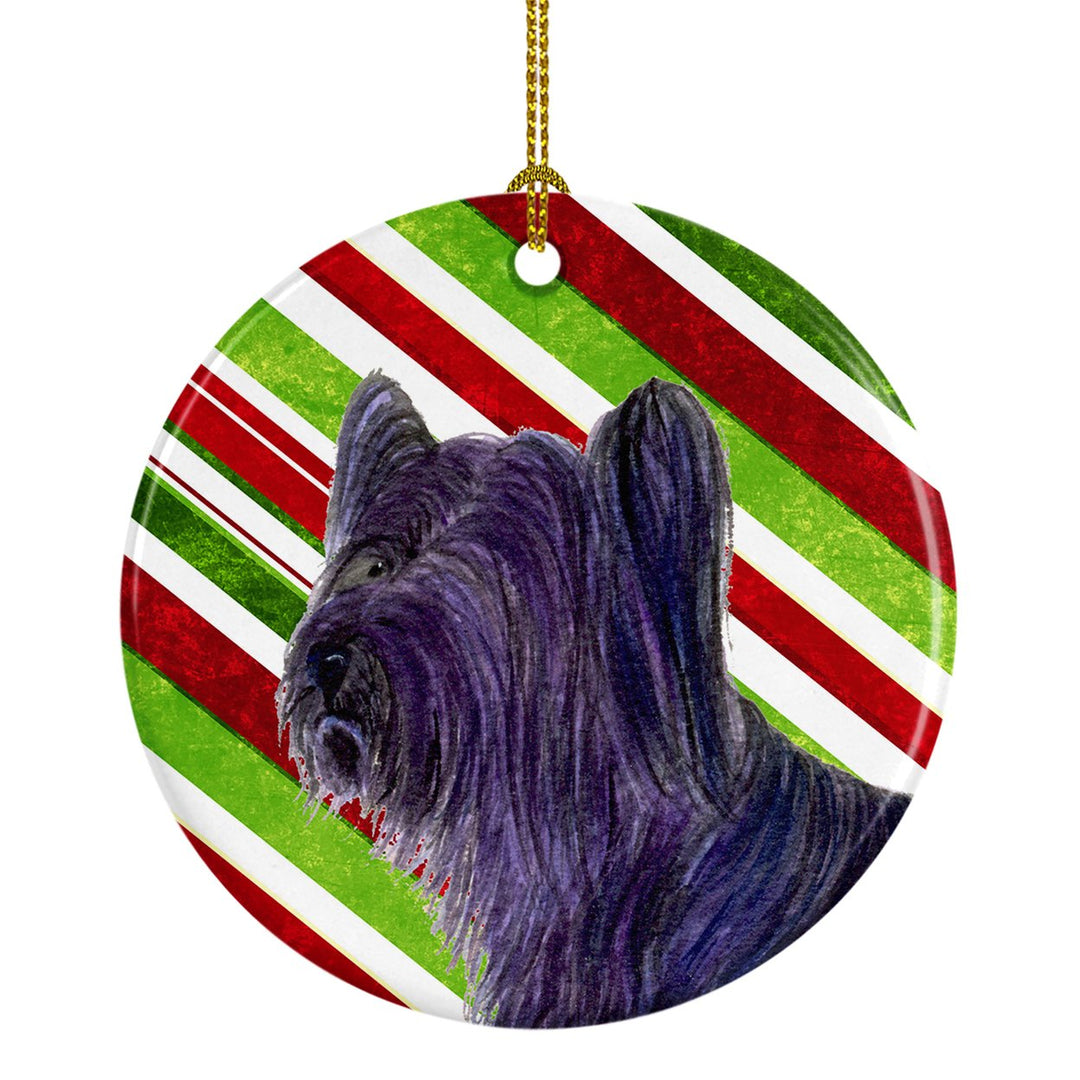 Skye Terrier Candy Cane Holiday Christmas Ceramic Ornament SS4532 Image 1