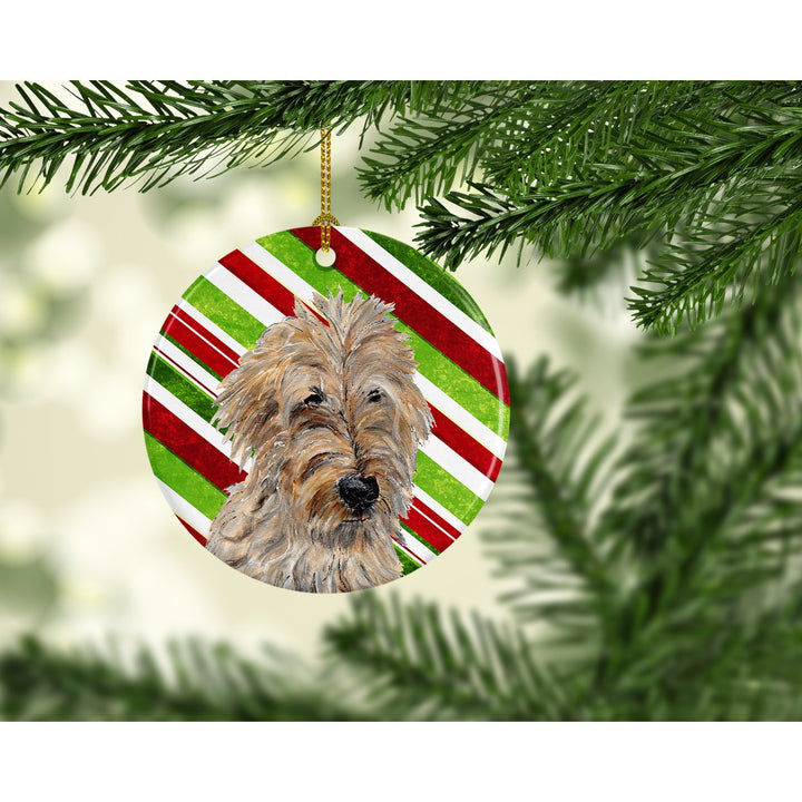 Golden Doodle 2 Candy Cane Christmas Ceramic Ornament Image 2