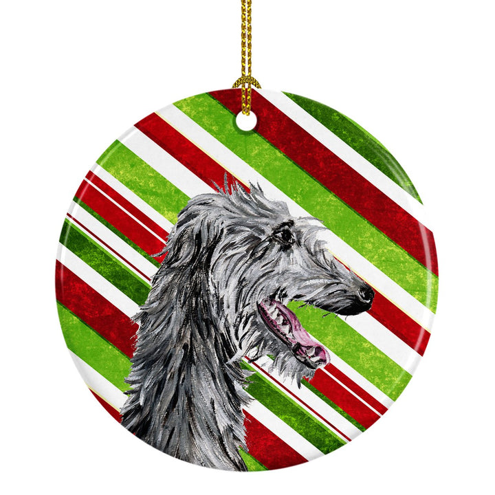 Scottish Deerhound Candy Cane Christmas Ceramic Ornament Image 1