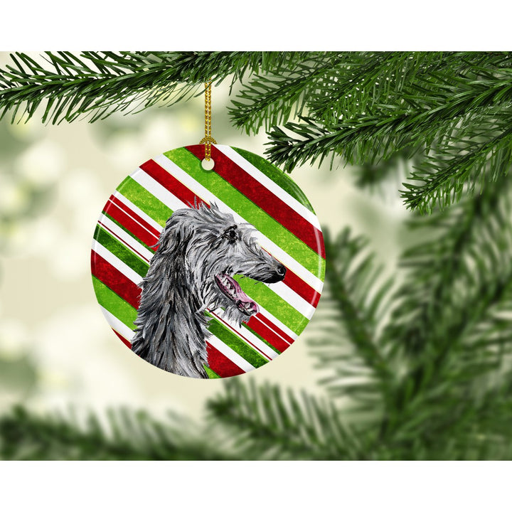 Scottish Deerhound Candy Cane Christmas Ceramic Ornament Image 2