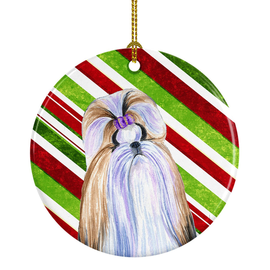 Shih Tzu Candy Cane Holiday Christmas Ceramic Ornament SS4534 Image 1