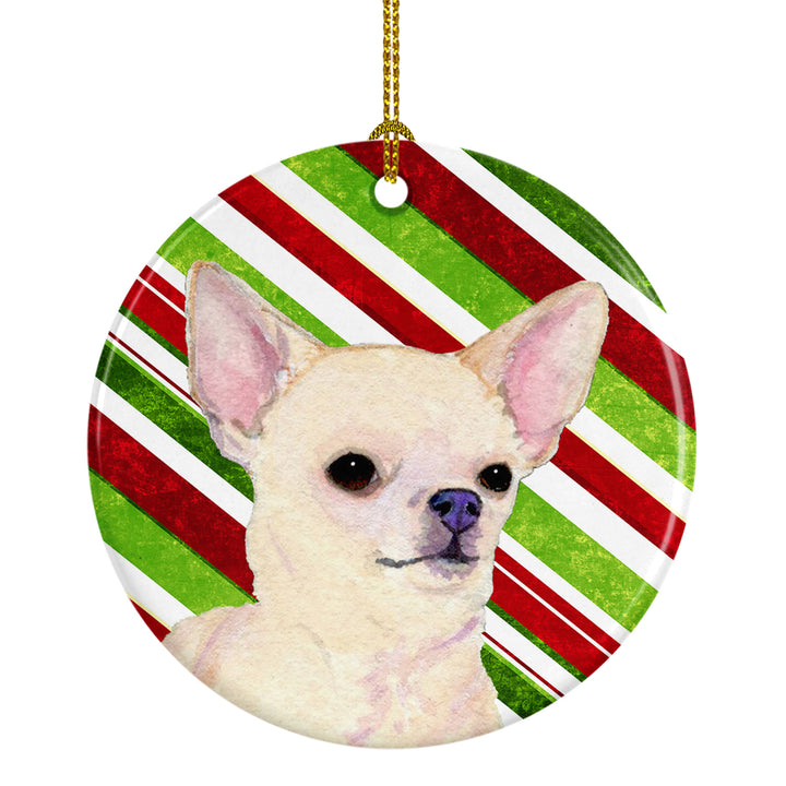 Chihuahua Candy Cane Holiday Christmas Ceramic Ornament SS4541 Image 1