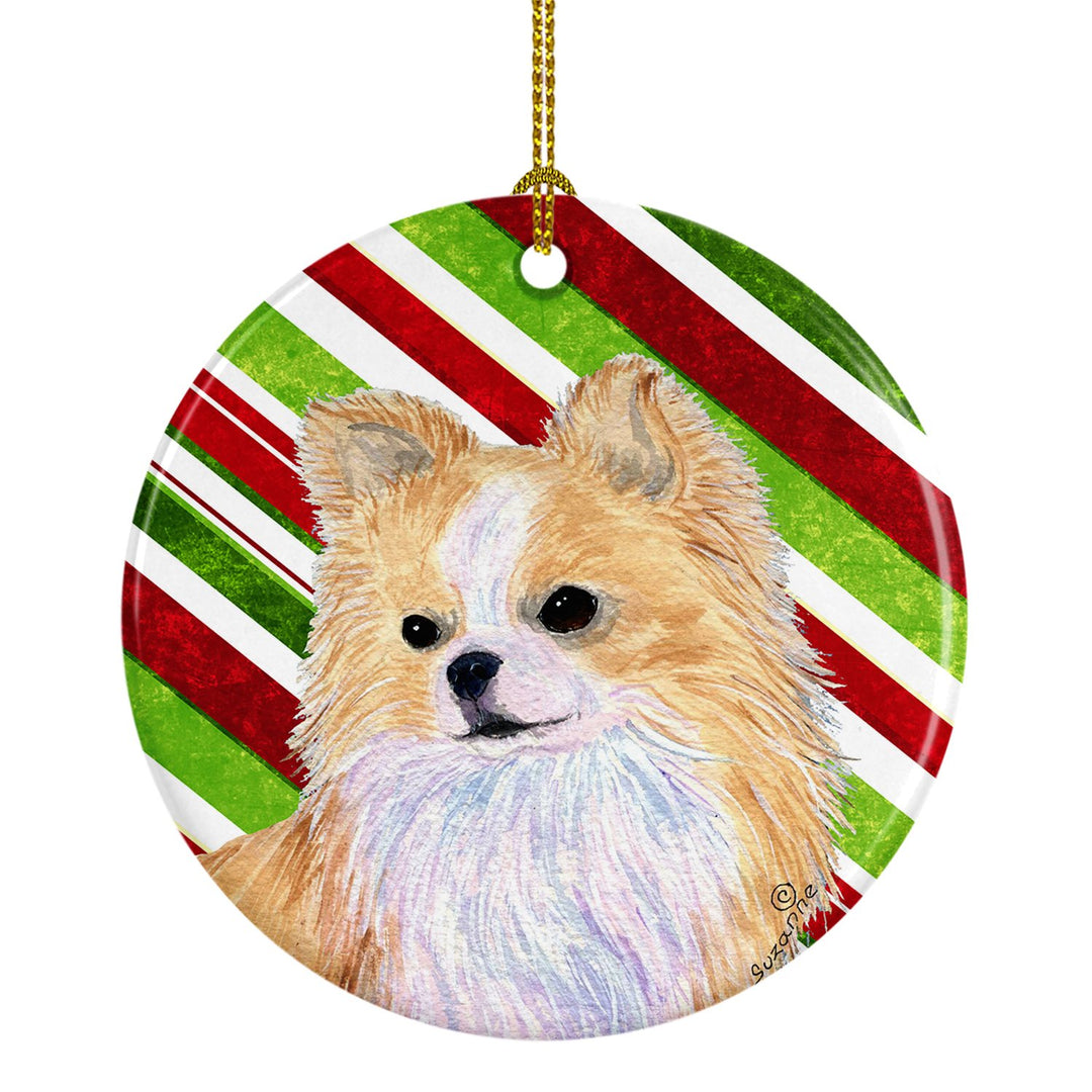 Chihuahua Candy Cane Holiday Christmas Ceramic Ornament SS4542 Image 1