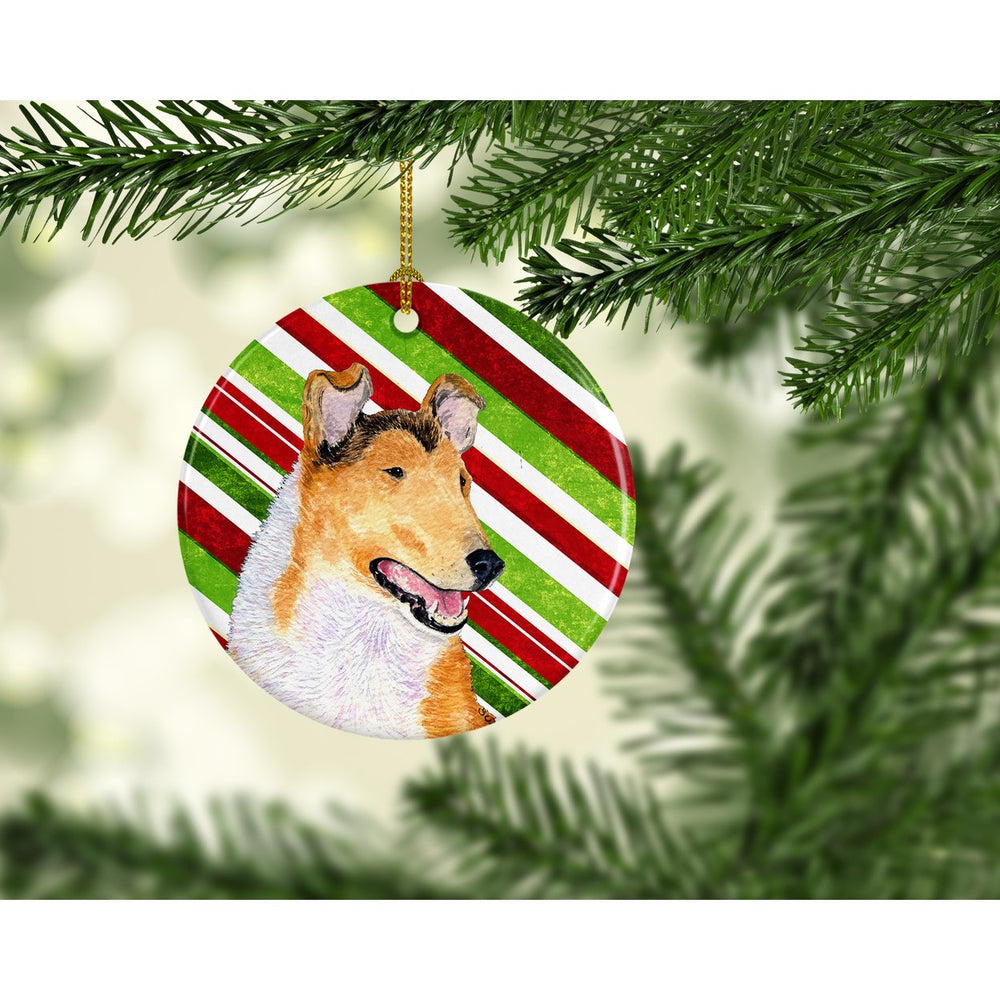 Collie Smooth Candy Cane Holiday Christmas Ceramic Ornament SS4539 Image 2