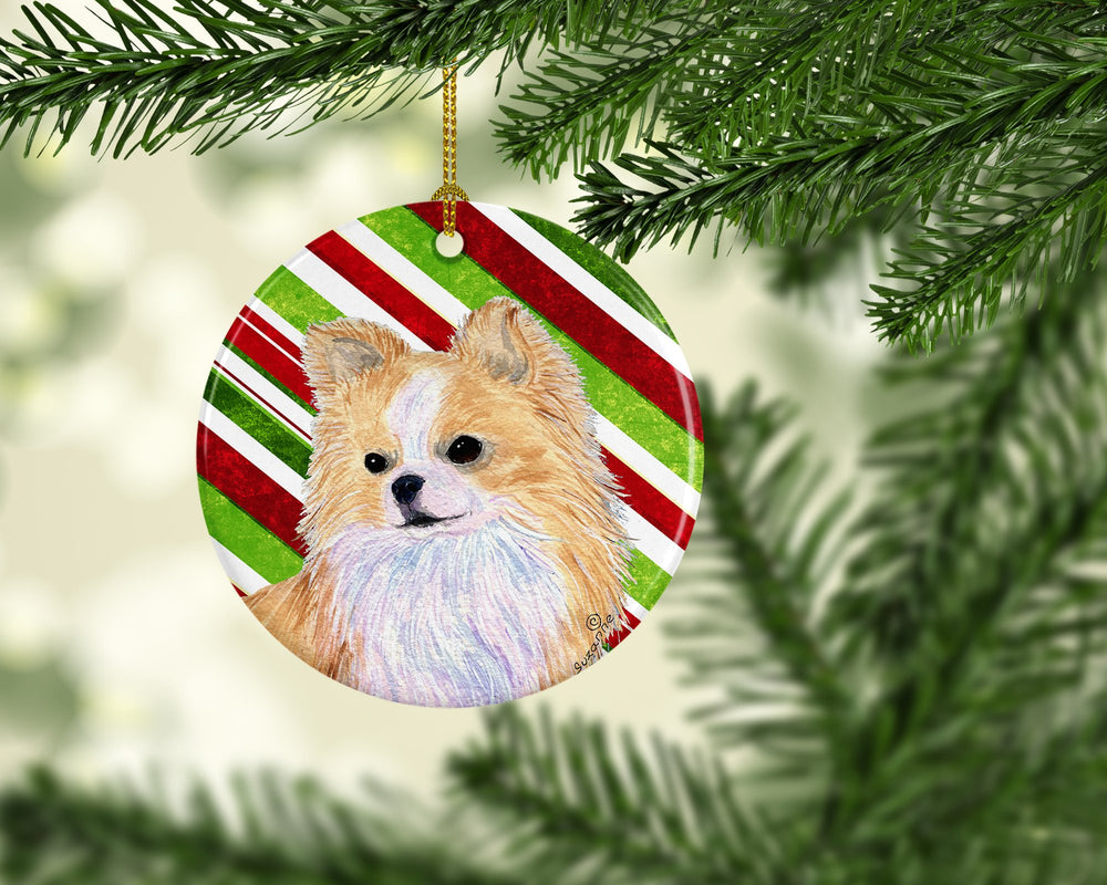 Chihuahua Candy Cane Holiday Christmas Ceramic Ornament SS4542 Image 2