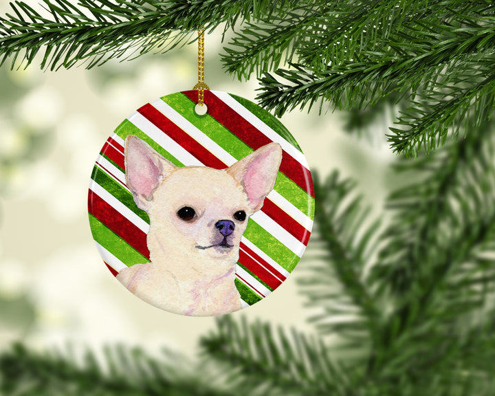 Chihuahua Candy Cane Holiday Christmas Ceramic Ornament SS4541 Image 2